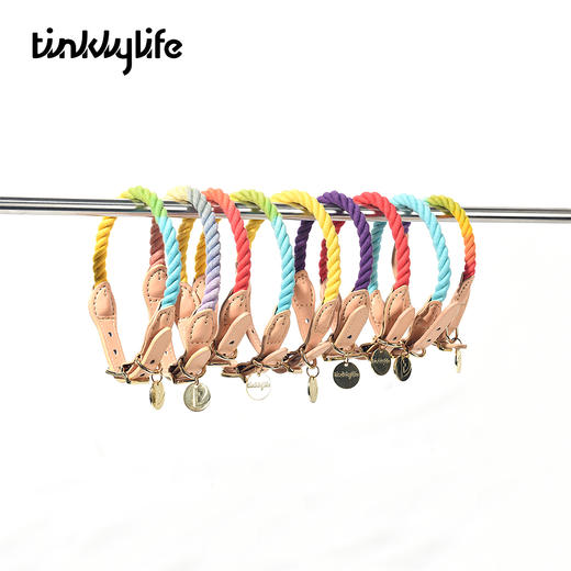 Tinklylife RAINBOW系列真皮拼绳彩虹项圈 商品图1