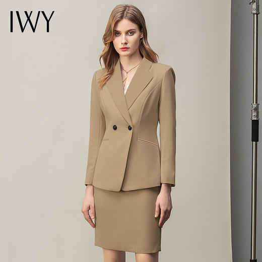 IWY/卡其色职业套装名媛女神范时尚气质商务经理工作服套裙西装OL CS11120卡其色 商品图0