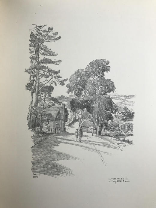 1929年 萨里郡风景画集 24幅铅笔手绘插图 漆布精装16开 商品图7