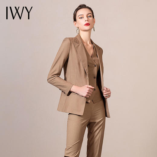 IWY/卡其职业西装套装女时尚大码工作服商务总裁修身正装OL 193077C1+P1 商品图0