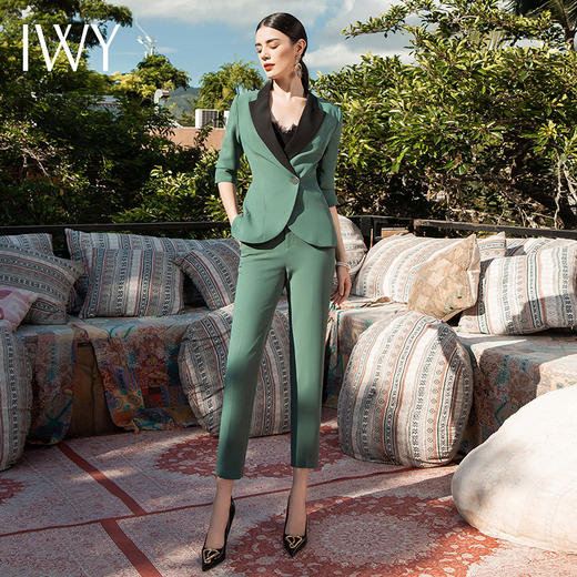 IWY/绿色高端职业装套装女时尚显瘦西装正装女通勤气质经理工作服NCP1249 商品图2