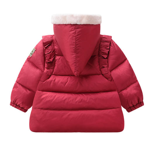 拉比-童衣类（冬）C9国风羽绒可脱帽中褛枣红 商品图2