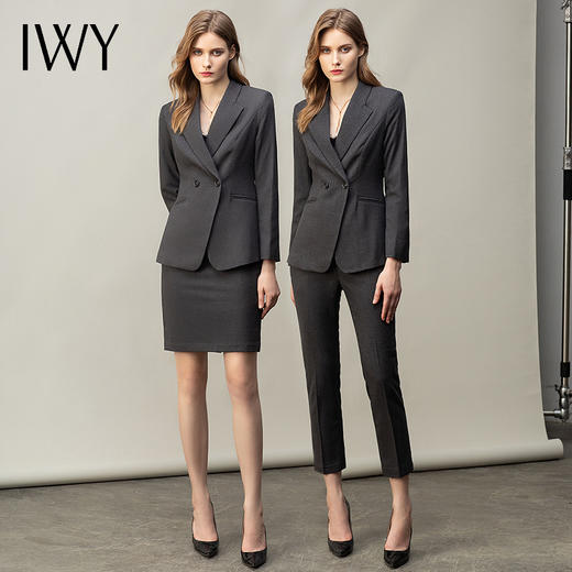 IWY/灰色西服套装女英伦风面试工作服OL休闲职业装高端小西装正装 CP11101灰色 商品图4
