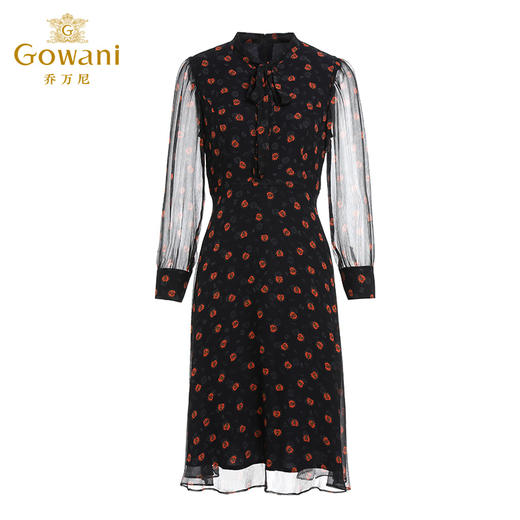 乔万尼春装新款连衣裙顺滑雪纺收腰中长裙EI3E122 商品图4