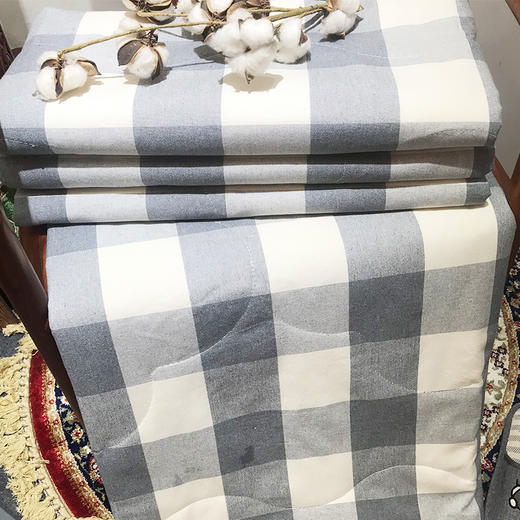 （乡村振兴商品）百布堂纯棉粗布养生夏凉被（灰白格） 商品图1