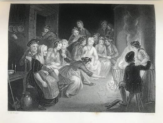 1842年 彭斯诗歌作品全集 30幅精美钢版画插图 漆布精装18开 商品图12