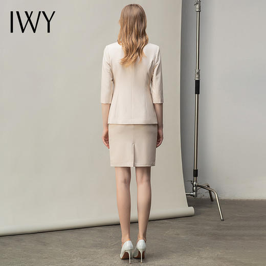 IWY/温柔米白职业装套装女洋气五分袖显瘦时尚高端珠宝店工作服OL C10408+S10407米白 商品图3