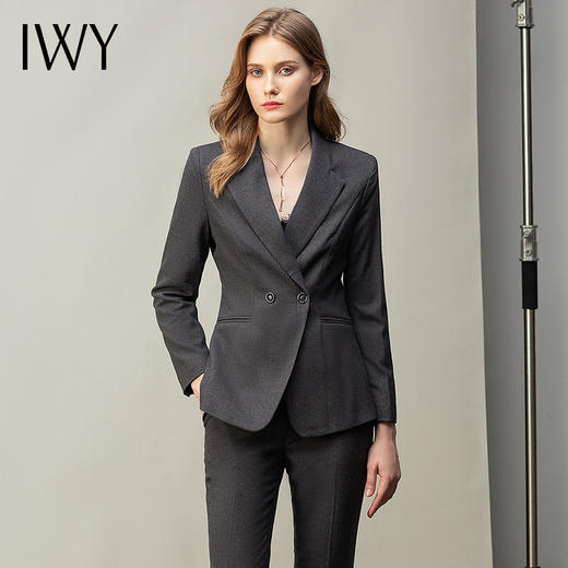 IWY/灰色西服套装女英伦风面试工作服OL休闲职业装高端小西装正装 CP11101灰色 商品图1