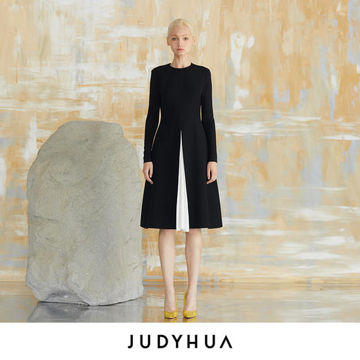 JUDYHUA 皱褶拼接设计连衣裙 商品图0