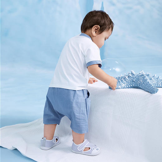 英氏-童衣类（夏）E1英针圆领短套衣英氏白73CM 商品图2