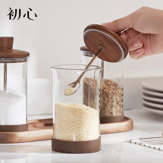 初心| 高硼硅玻璃调味罐相思木调料罐 商品图3