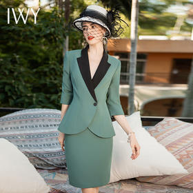 IWY/绿色高端名媛职业装套裙女西装时尚气质修身显瘦售楼部工作服NCS1249