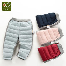 拉比-童衣类（冬）C9时尚羽绒拼接长裤玫瑰红