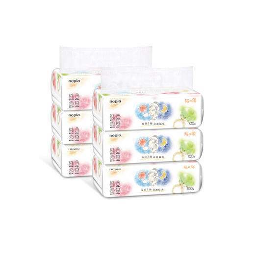 【任意满100包邮】妮飘 大豆蛋白纤维 干湿两用 洗脸巾洁面巾 棉柔巾盒装 100抽/包 3包/提 商品图3