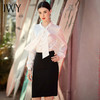 IWY/气质时尚复古百搭长袖衬衫半裙领结白色女士名媛职业女装衬衣NB0002-W+S1187 商品缩略图1