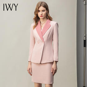 IWY/粉色播音艺考服装女正装时尚气质名媛OL主持人工作服高端职业 CS11120卡其