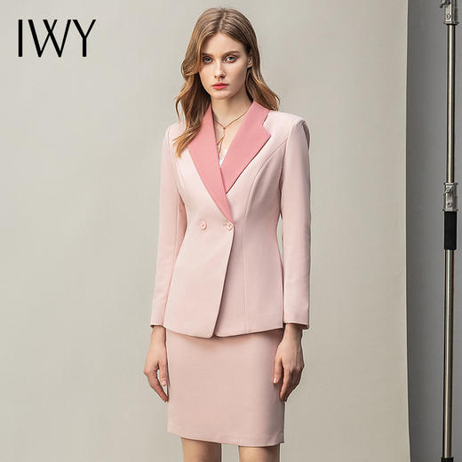 IWY/粉色播音艺考服装女正装时尚气质名媛OL主持人工作服高端职业 CS11120卡其 商品图0