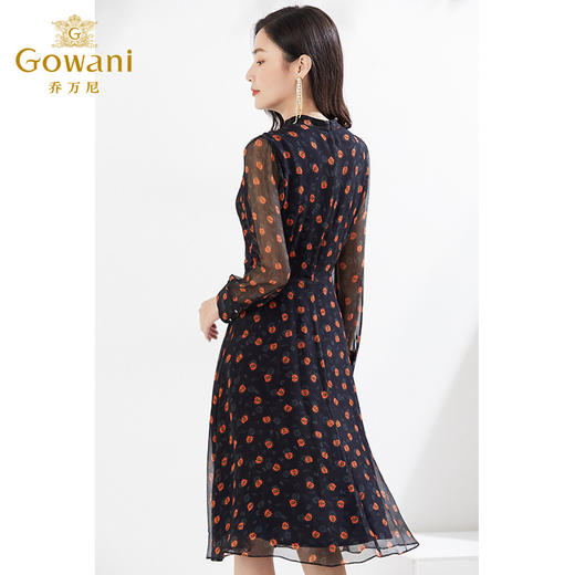 乔万尼春装新款连衣裙顺滑雪纺收腰中长裙EI3E122 商品图3