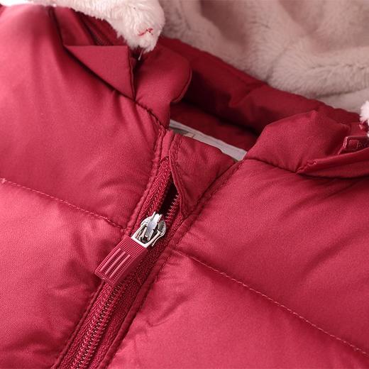 拉比-童衣类（冬）C9国风羽绒可脱帽中褛枣红 商品图1