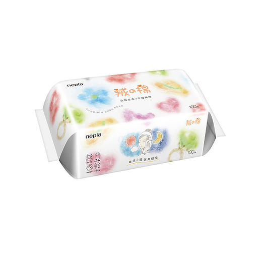 【任意满100包邮】妮飘 大豆蛋白纤维 干湿两用 洗脸巾洁面巾 棉柔巾盒装 100抽/包 3包/提 商品图0