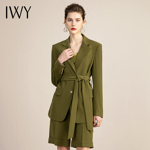 IWY/军绿色高端商务西装短裤正装女设计感时尚职业套装气质工作服 213112C1+P5 商品图1