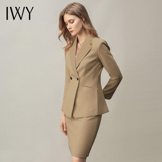IWY/卡其色职业套装名媛女神范时尚气质商务经理工作服套裙西装OL CS11120卡其色 商品图1