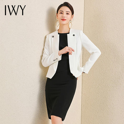 IWY/小西装连衣裙搭配都市职场穿搭优雅名媛气质黑白撞色 Q1045-B 商品图0