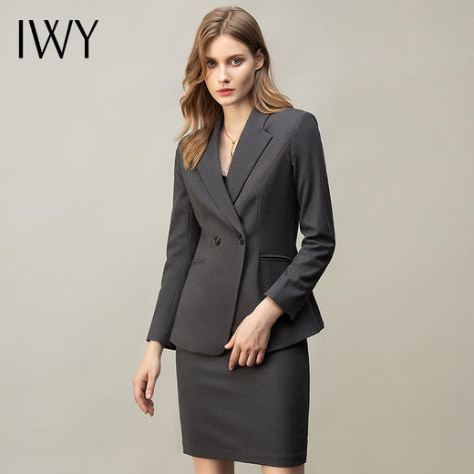 IWY/灰色职业装女正装套装高端时尚西装套裙气质通勤面试工作服OL CS11101灰色 商品图1