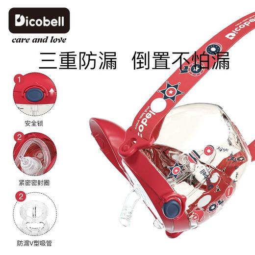 迪可贝儿（Dicobell）儿童吸管杯宝宝学饮杯幼儿园小学外出水杯 迪臻蓝 商品图5