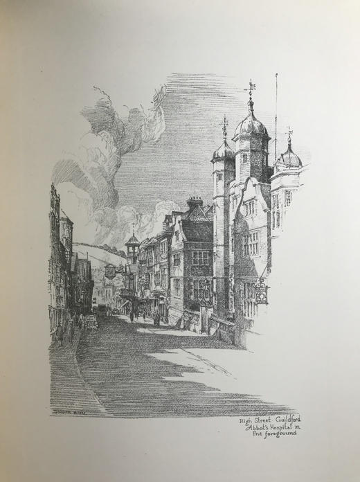 1929年 萨里郡风景画集 24幅铅笔手绘插图 漆布精装16开 商品图13