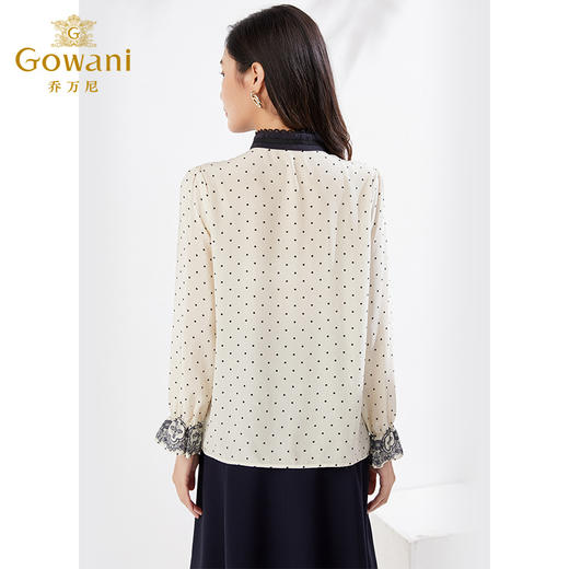 乔万尼早春新款衬衫蕾丝立领宫廷复古上衣EI3C112 商品图3