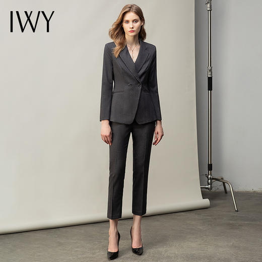 IWY/灰色西服套装女英伦风面试工作服OL休闲职业装高端小西装正装 CP11101灰色 商品图2