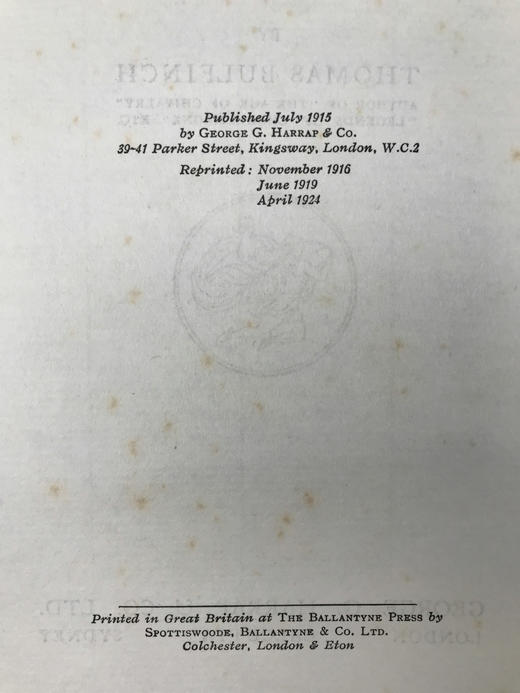 1924年 布尔芬奇《神话传奇的黄金时代》 36幅插图 漆布精装大32开 商品图4