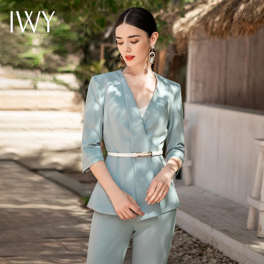 IWY/蓝色职业装西装套装女时尚干练商务正装工作服正式公务员面试C1341-L+P1117 商品图3