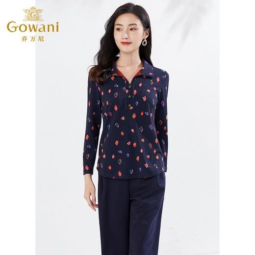 乔万尼春装新款女上衣衬衣领设计亲肤弹力修身百搭EI3C116 商品图1