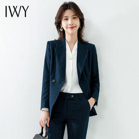 IWY/时尚双排扣西装长袖职业套装干练商务职场女装条纹经理工作服CP10345