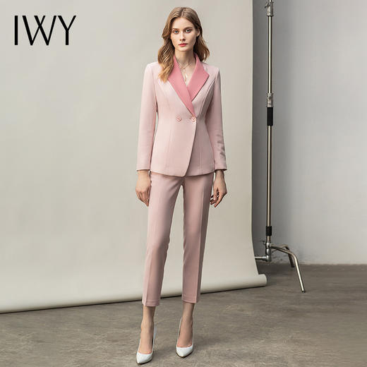 IWY/粉色西服套装女时尚职业装气质女神范商务工作服播音主持正装 CP11110粉色 商品图2