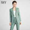 IWY/绿色格纹高端职业西装套装女时尚修身通勤工作服播音主持正装 213122C1+P1 商品缩略图0