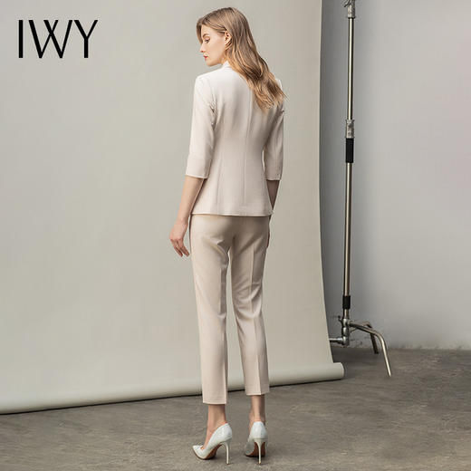 IWY/米白时尚套装女职业装收腰西装五分袖休闲通勤套裤职场商务风 C10408+P10407米白 商品图3