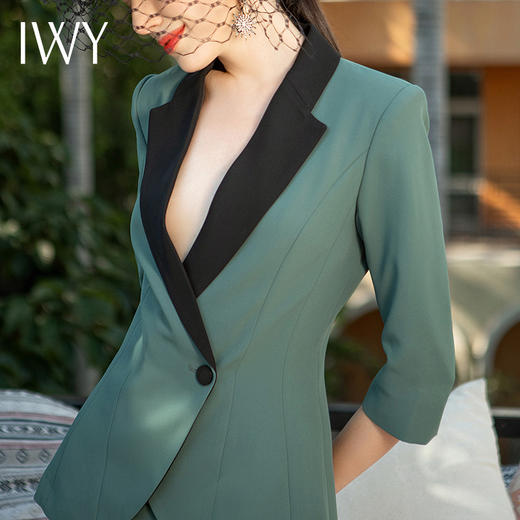 IWY/绿色高端名媛职业装套裙女西装时尚气质修身显瘦售楼部工作服NCS1249 商品图3