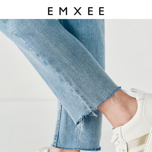 嫚熙孕妇裤夏季薄款九分牛仔裤休闲托腹裤春秋外穿大码直筒长裤女 商品图4