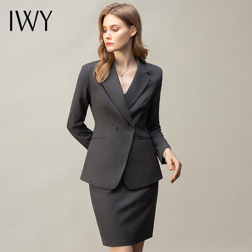 IWY/灰色职业装女正装套装高端时尚西装套裙气质通勤面试工作服OL CS11101灰色 商品图0