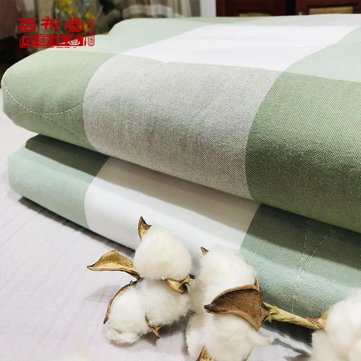 （乡村振兴商品）百布堂纯棉养生夏凉被 轻奢风（清新绿格） 商品图3