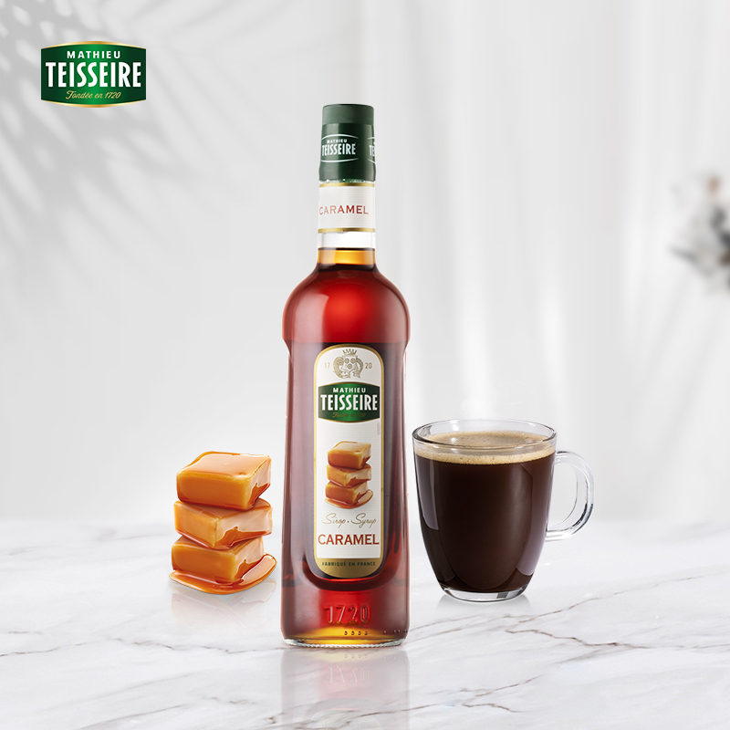 【Teisseire糖浆】焦糖风味700ML/瓶   法国天然果露浓缩果酱 咖啡调味糖浆 奶茶店调酒