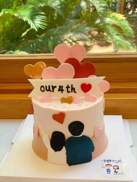 四寸情侣背影手绘奶油蛋糕 下单前请仔细阅读商品详情