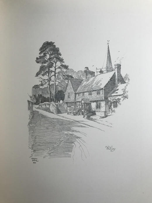 1929年 萨里郡风景画集 24幅铅笔手绘插图 漆布精装16开 商品图5