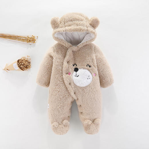 【母婴】秋冬加厚保暖宝宝连体衣新生儿舒棉绒爬服哈衣 商品图2