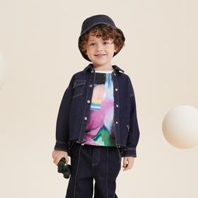 谜底童装21秋新款H型中款衬衫文艺调牛仔衬衫外套213KC2238