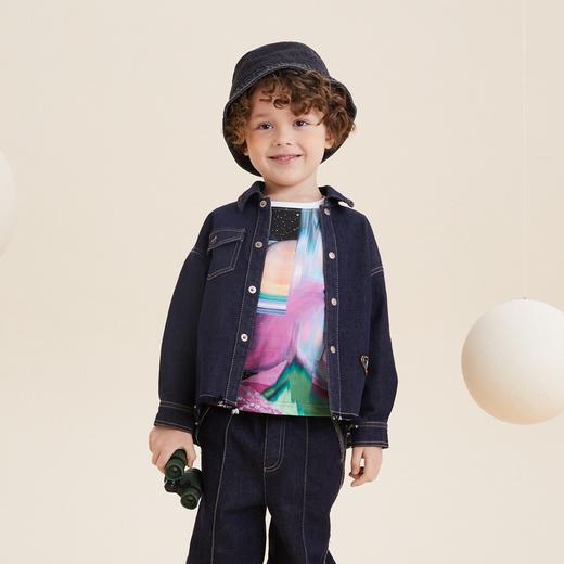 谜底童装21秋新款H型中款衬衫文艺调牛仔衬衫外套213KC2238 商品图0