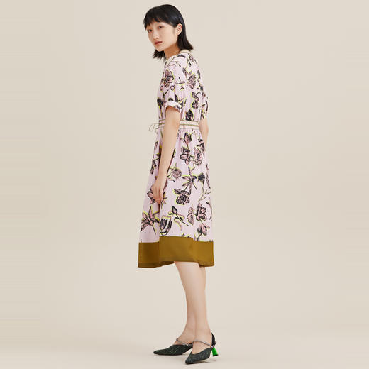 MIIDII/谜底连衣裙21夏新品棒球领花朵印花收腰长款裙212ML0791 商品图3
